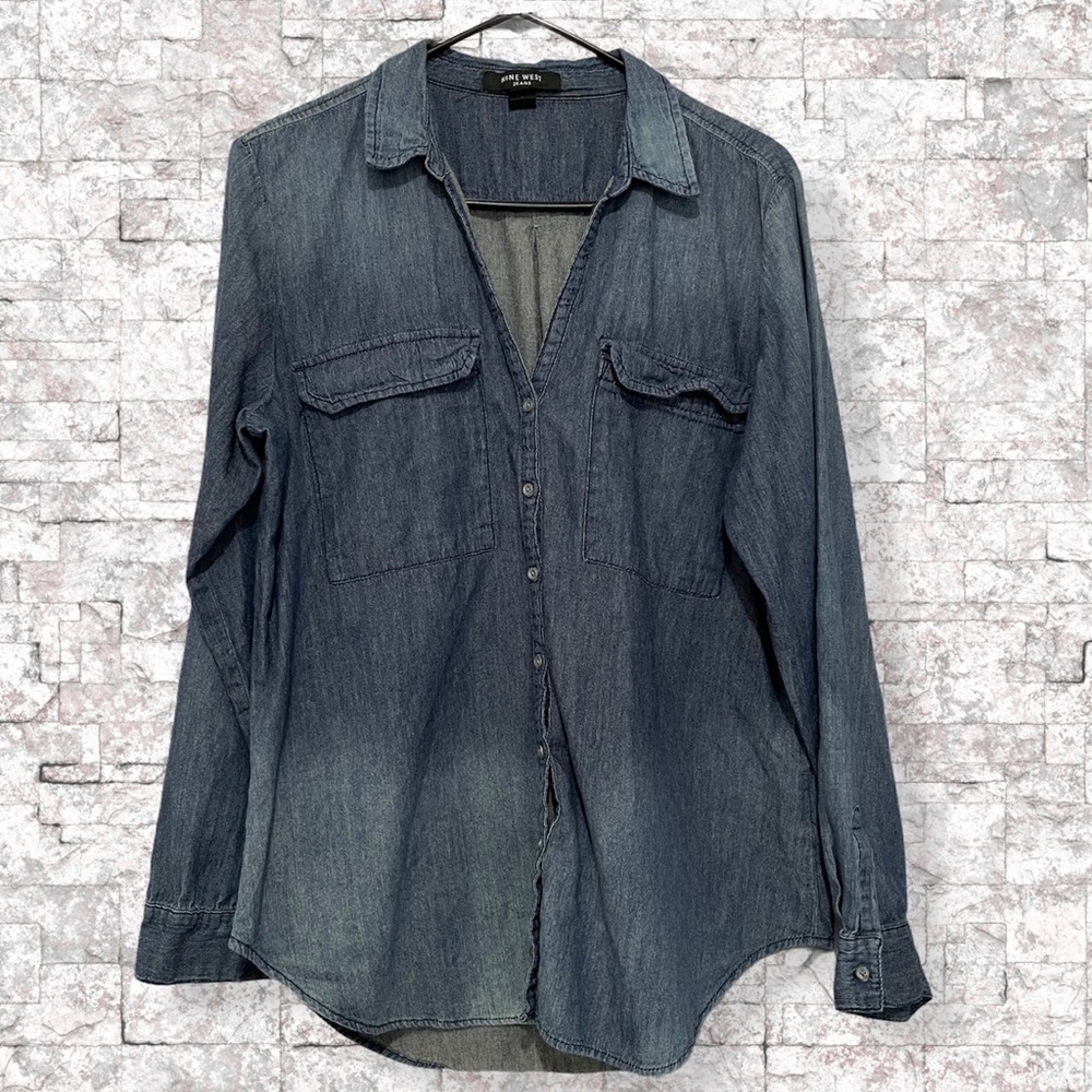 🔥 Nine West jeans shirt button down long sleeve